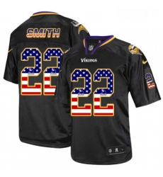 Mens Nike Minnesota Vikings 22 Harrison Smith Elite Black USA Flag Fashion NFL Jersey