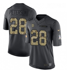 Mens Nike Minnesota Vikings 28 Adrian Peterson Limited Black 2016 Salute to Service NFL Jersey