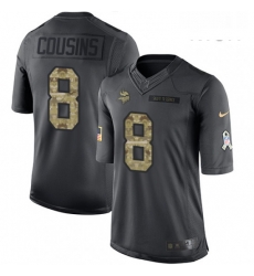 Mens Nike Minnesota Vikings 8 Kirk Cousins Limited Black 2016 Salute to Service NFL Jersey