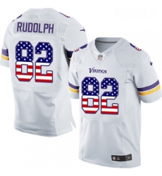 Mens Nike Minnesota Vikings 82 Kyle Rudolph Elite White Road USA Flag Fashion NFL Jersey