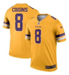 Nike Vikings 8 Kirk Cousins Gold Inverted Legend Jersey