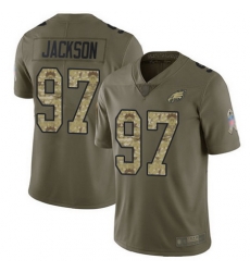 Eagles #97 Malik Jackson Olive Camo Men Stitched Football Limited 2017 Salute To Service Jersey