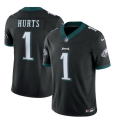 Men Philadelphia Eagles 1 Jalen Hurts Black 2023 F.U.S.E. Vapor Untouchable Limited Stitched Football Jersey