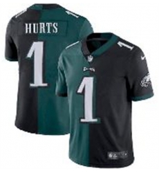 Men Philadelphia Eagles 1 Jalen Hurts Black  26 Green Split Limited Stitched Jersey