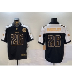 Men Philadelphia Eagles 26 Saquon Barkley Black Gold 2024 New F U S E  With 3 Star C Patch Stitched Football Jersey 5