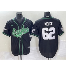 Men Philadelphia Eagles 62 Jason Kelce Black Cool Base Stitched Baseball Jersey