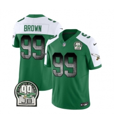 Men Philadelphia Eagles 99 Jerome Brown Green White 2023 F U S E  Throwback Vapor Untouchable Limited Stitched Football Jersey