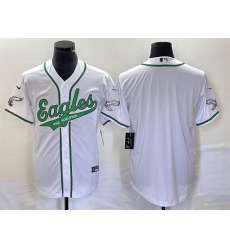 Men Philadelphia Eagles Blank White Cool Base Stitched Baseball Jersey