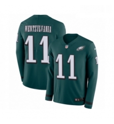 Mens Nike Philadelphia Eagles 11 Carson Wentz Limited Green Therma Long Sleeve Wentzylvania NFL Jersey