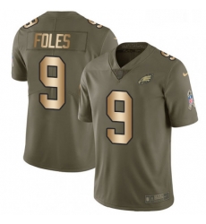 Mens Nike Philadelphia Eagles 9 Nick Foles Limited OliveGold 2017 Salute to Service NFL Jersey