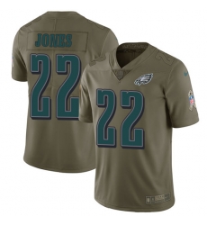 Nike Eagles #22 Sidney Jones Olive Mens Stitched NFL Limited 2017 Salute To Service Jersey