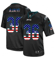 Nike Eagles #36 Jay Ajayi Black Mens Stitched NFL Elite USA Flag Fashion Jersey