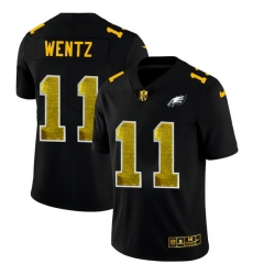 Philadelphia Eagles 11 Carson Wentz Men Black Nike Golden Sequin Vapor Limited NFL Jersey