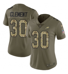 Nike Eagles #30 Corey Clement Olive Camo Womens Stitched NFL Limited 2017 Salute to Service Jersey