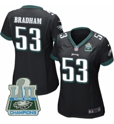 Nike Eagles #53 Nigel Bradham Black Women 2018 Super Bowl Champions Game Jersey