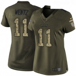 Womens Nike Philadelphia Eagles 11 Carson Wentz Elite Green Salute to Service NFL Jersey
