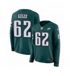 Womens Nike Philadelphia Eagles 62 Jason Kelce Limited Green Therma Long Sleeve NFL Jersey