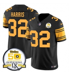 Men Pittsburgh Steelers 32 Franco Harris Black 2024 F U S E 50th Anniversary Of Super Bowl IX Color Rush Limited Stitched Jersey