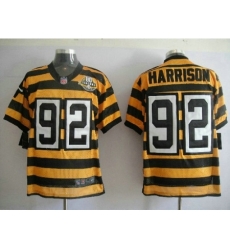 Nike Pittsburgh Steelers 92 James Harrison Yellow Elite Black 80TH M&N NFL Jersey