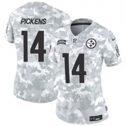 Women Pittsburgh Steelers 14 George Pickens 2024 F U S E Arctic Camo Salute To Service Limited Stitched Football Jersey