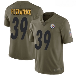 Steelers #39 Minkah Fitzpatrick Olive Youth Stitched Football Limited 2017 Salute to Service Jersey