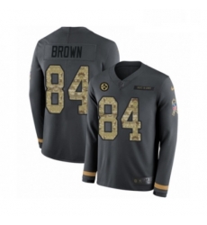 Youth Nike Pittsburgh Steelers 84 Antonio Brown Limited Black Salute to Service Therma Long Sleeve NFL Jersey