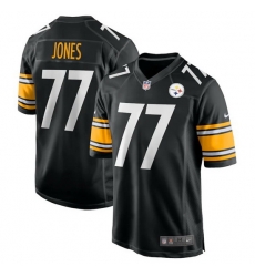 Youth Pittsburgh Steelers 77 Broderick Jones Black 2023 Draft Stitched Game Jersey