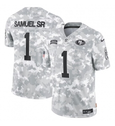 Men San Francisco 49ers 1 Deebo Samuel Sr 2024 Arctic Camo Salute To Service Limited Stitched Football Jersey