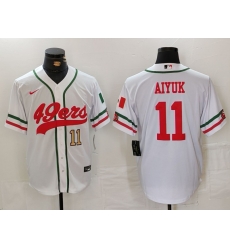 Men San Francisco 49ers 11 Brandon Aiyuk White With Patch Cool Base Stitched Baseball Jersey 2