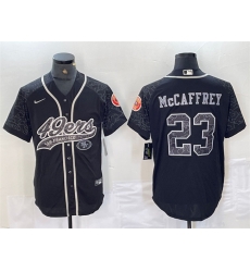 Men San Francisco 49ers 23 Christian McCaffrey Black Reflective With Patch Cool Base Stitched Baseball Jersey