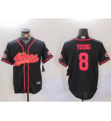 Men San Francisco 49ers 8 Steve Young Black With Patch Cool Base Stitched Baseball Jersey