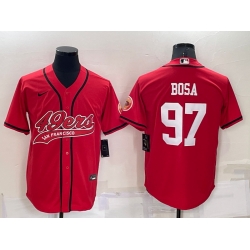 Men San Francisco 49ers 97 Nick Bosa Red Cool Base Stitched Baseball Jersey