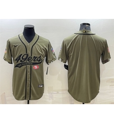 Men San Francisco 49ers Blank Olive Salute To Service Cool Base Stitched Baseball Jersey