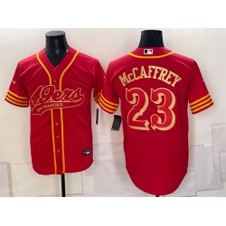 Men San Francisco 49ers  Christian McCaffrey Red Gold Cool Base Stitched Baseball Jersey