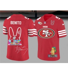 Men San Francisco 49ers Red Bad Bunny Super Bowl Football Jersey Men San Francisco 49ers Red Bad Bunny Super Bowl Football Jersey