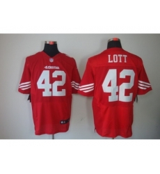 Nike San Francisco 49ers 42 Ronnie Lott Red Elite NFL Jersey