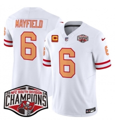 Men Tampa Bay Buccaneers 6 Baker Mayfield White F U S E  2024 NFC South Champions With 4 Star C Patch Limited Stitched Jersey