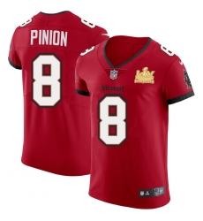 Men Tampa Bay Buccaneers 8 Bradley Pinion Men Super Bowl LV Champions Patch Nike Red Vapor Elite Jersey