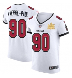 Men Tampa Bay Buccaneers 90 Jason Pierre Paul Men Super Bowl LV Champions Patch Nike White Vapor Elite Jersey