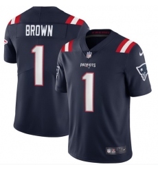 Men New England Patriots  1 A J  Brown Navy 2026 Vapor Limited Stitched Football Jersey
