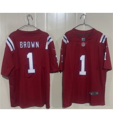 Men New England Patriots  1 A J  Brown Red 2026 Vapor Limited Stitched Football Jersey