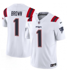 Men New England Patriots 1 A J Brown White 2026 F U S E Vapor Limited Stitched Football Jersey Men New England Patriots 1 A J Brown White 2026 F U S E Vapor Limited Stitched Football Jersey