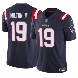 Men New England Patriots 19 Joe Milton III Navy 2024 F U S E  Vapor Limited Stitched Football Jersey