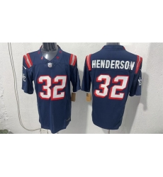 Men New England Patriots  32 TreVeyon Henderson Navy F U S E  Vapor Limited Stitched Football Jersey