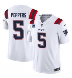 Men New England Patriots 5 Jabrill Peppers White F U S E  With 3 Star C Patch Vapor Limited Stitched Football Jersey