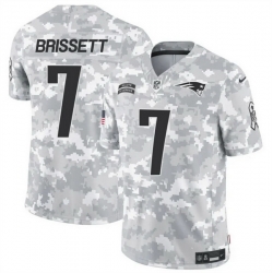 Men New England Patriots 7 Jacoby Brissett 2024 F U S E Arctic Camo Salute To Service Limited Stitched Jersey