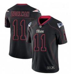 Mens Nike New England Patriots 11 Julian Edelman Limited Lights Out Black Rush NFL Jersey