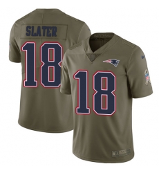 Nike Patriots #18 Matt Slater Olive Mens Stitched NFL Limited 2017 Salute To Service Jersey