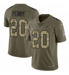 Youth Nike Seattle Seahawks 20 Rashaad Penny Limited Olive Camo 2017 Salute to Service NFL Jersey