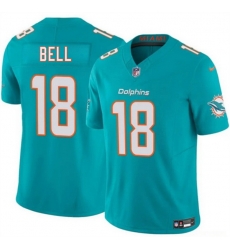 Men Miami Dolphins  18 Chris Bell Aqua 2026 Draft F U S E  Vapor Limited Stitched Football Jersey